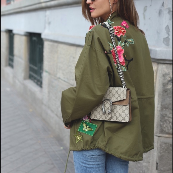 💘NEW💘Military Green 3D Embroidered Jacket - Picture 2 of 4