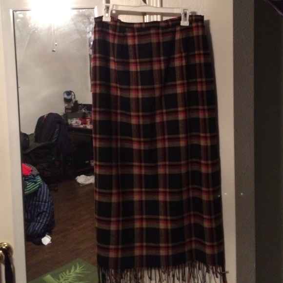Long Plaid Pencil Skirt