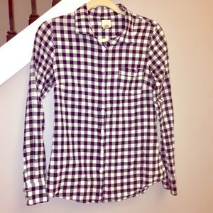 J Crew navy & white gingham button down plaid