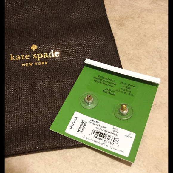 ONE LEFT! NWT Kate Spade Gold Bar Earrings - Picture 3 of 3