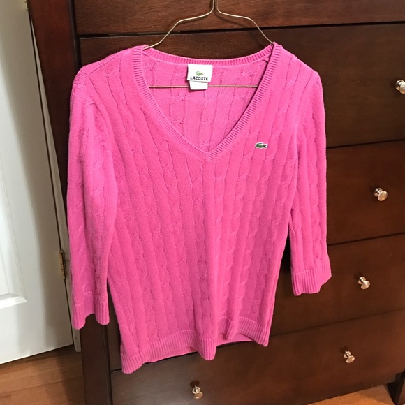 Lacoste quarter length cable sweater