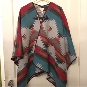 Aztec print poncho