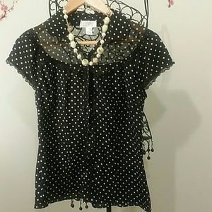 Ann taylor Loft sheer polka dot Blouse