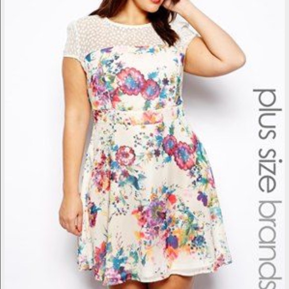 Lipstick Boutique Plus Lace Insert Printed Dress