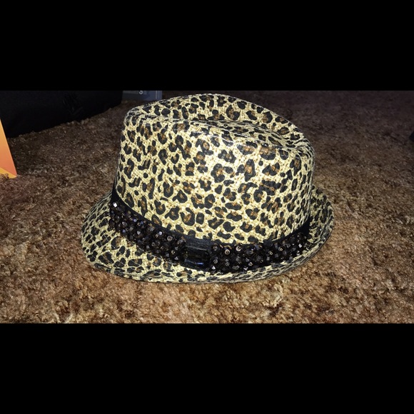 Sparkly cheetah fedora. Never worn!
