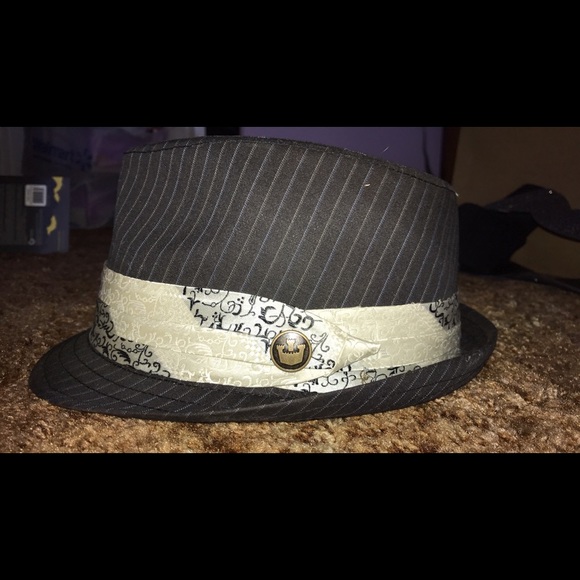 Black with white pinstripe fedora