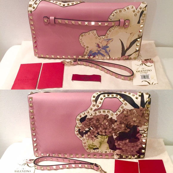 Valentino Rockstuds Laser Cut Leather Clutch - Picture 2 of 4