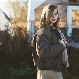 Vintage olive puffer coat!