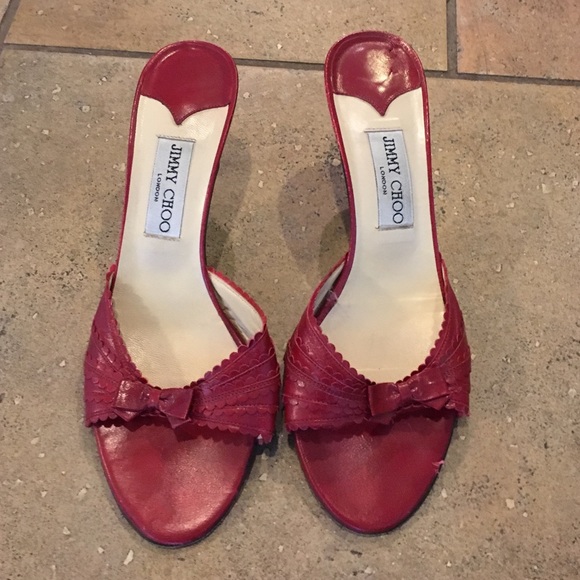 CCO!!! Red leather Jimmy Choo open toe sandal