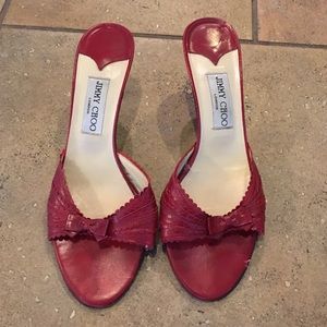 CCO!!! Red leather Jimmy Choo open toe sandal