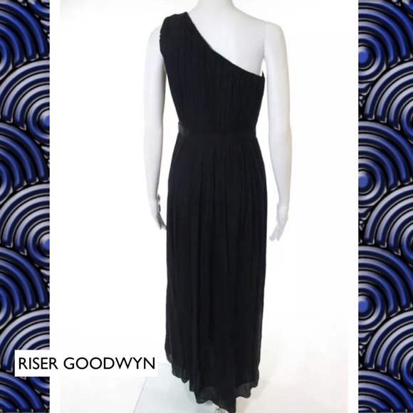 RISER GOODWYN Black Silk 1Shoulder Pleat DressGown - Picture 2 of 4
