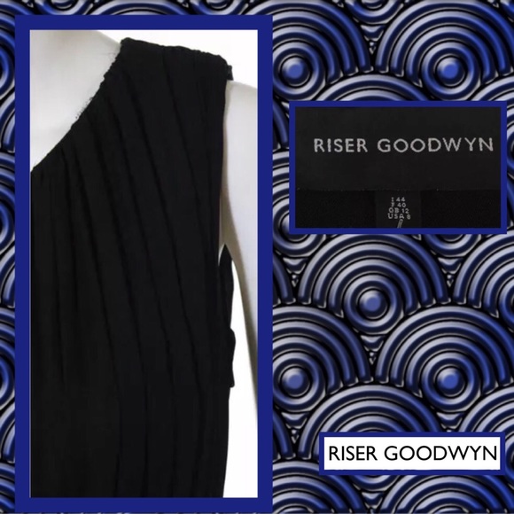 RISER GOODWYN Black Silk 1Shoulder Pleat DressGown - Picture 3 of 4