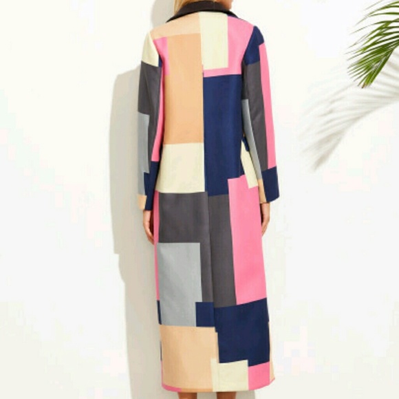 Beautiful color block trench coat - Picture 2 of 4