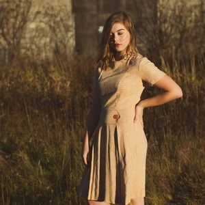 Tweed dropwaist button dress