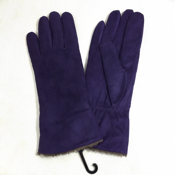 NWT Purple Faux Suede Gloves
