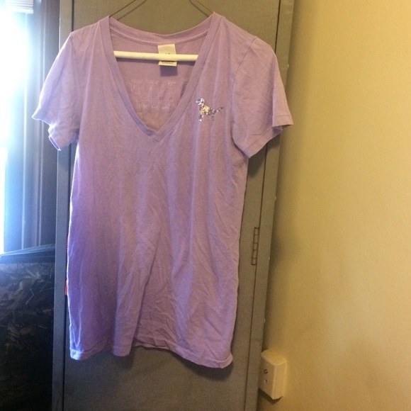 Victoria's Secret Pink V neck sequin tee - Picture 1 of 4