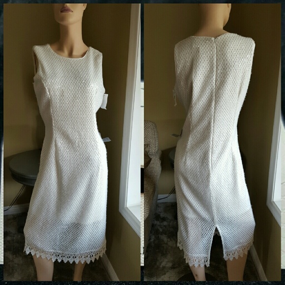 White sequined lace Sheath