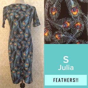 LuLaRoe Julia Peacock Feathers! NWT Small