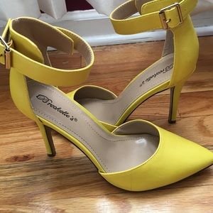 Yellow ankle strap heel