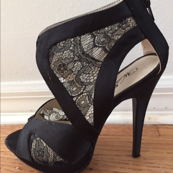 Black lace heels