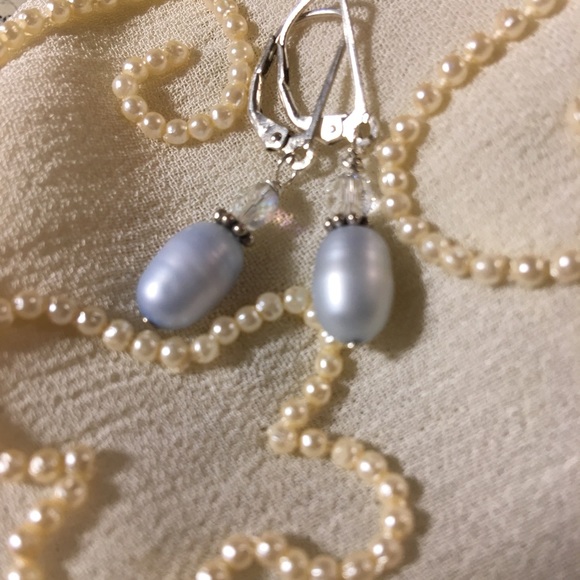 Beautiful Sterling and soft blue pearl earrings
