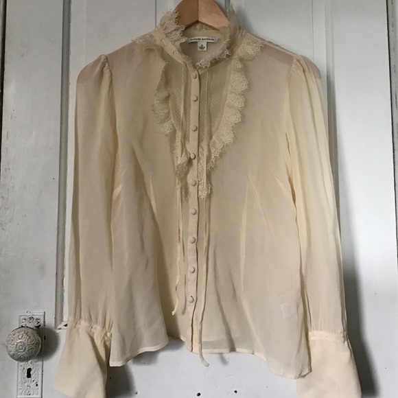 Victorian Banana Republic Cream Silk Blouse Small