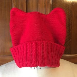 Red "Fox" Beanie with Ears