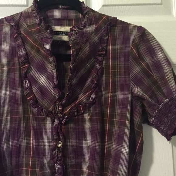 SANCTUARY | cute purple ruffle accent top