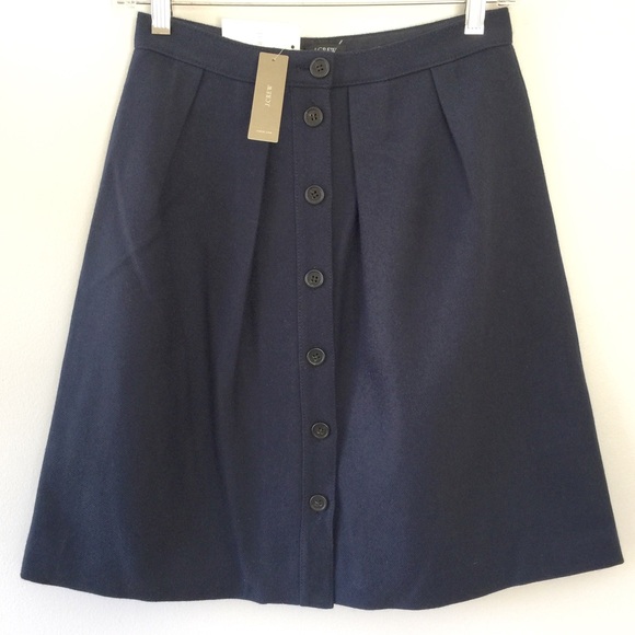 NEW! J.Crew Flair Front Button Navy Blue Skirt