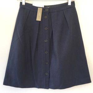 NEW! J.Crew Flair Front Button Navy Blue Skirt