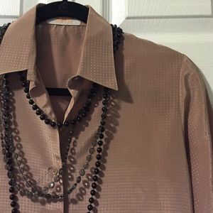 Vintage nude silk dress blouse