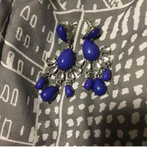 Blue drop statement earrings