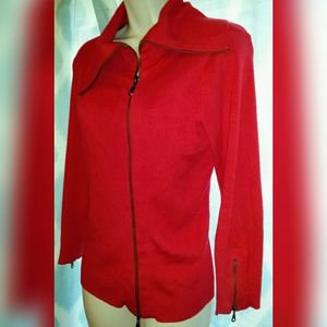 CAbi asymmetrical zip front cardigan sweater