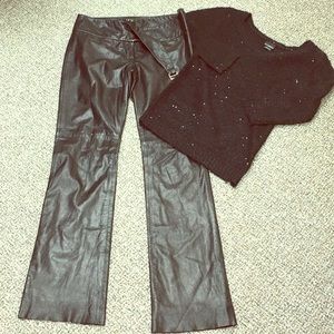 Soft black leather pants