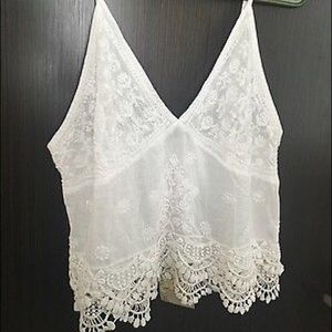 White Lace Crop Top