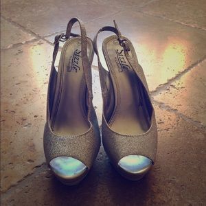 Silver prom/pageant platform heels