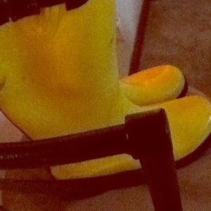 Bright yellow rain boots