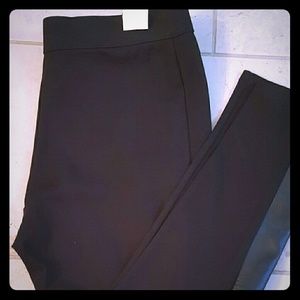 Leather trimmed ponte leggings