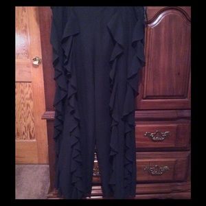 Black Ruffle Side Pants