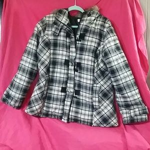 Cato Black and Off white plaid coat sz 18/20