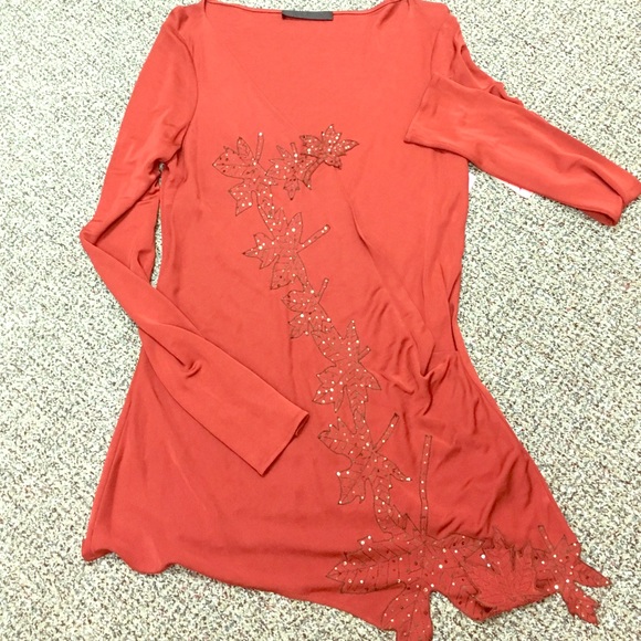 Yigal Azrouel orange embellished blouse