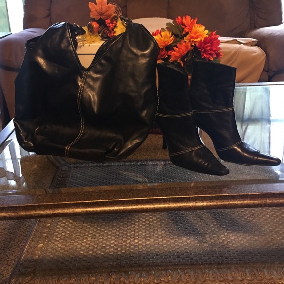 Black Leather Boots and Bag Bundle🎁Holiday Sale
