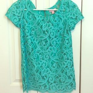 Lilly Pulitzer lace aqua shirt