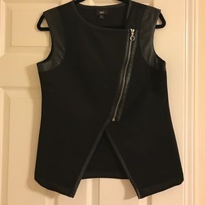 Lightweight vest w/ faux leather trimmings