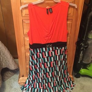 Orange and black dress.