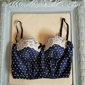 Guess corset top polka dot navy blue