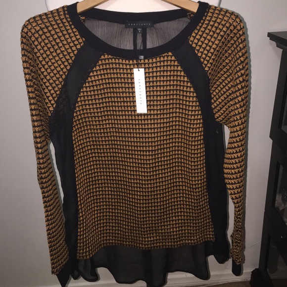 Sanctuary long sleeve sheer blouse
