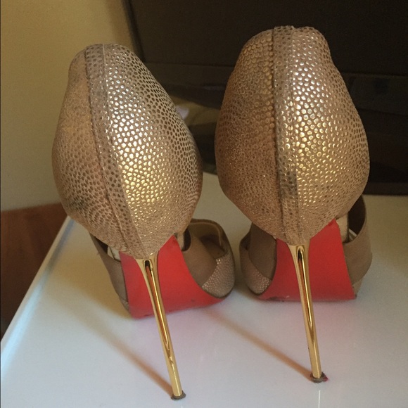 Christian Louboutin Big Dorcet baseball Gold Heels - Picture 3 of 4