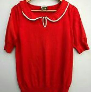 Karen Walker Red Peter Pan Collar Sweater