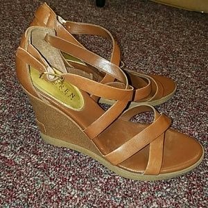 Ralph Lauren leather wrap wedges hippie boho
